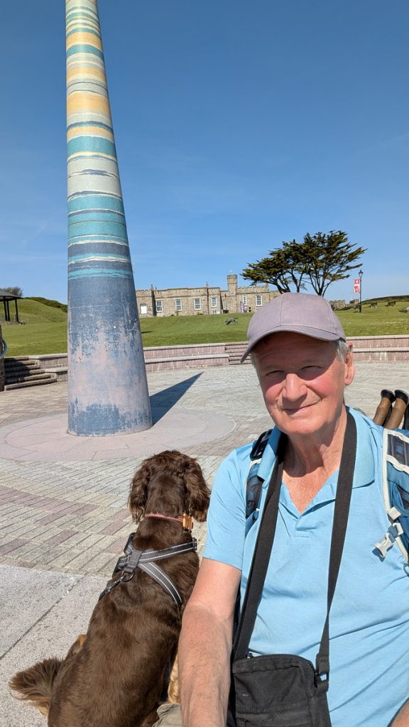 Roxie looking at Bude Castle! The start of the walk.