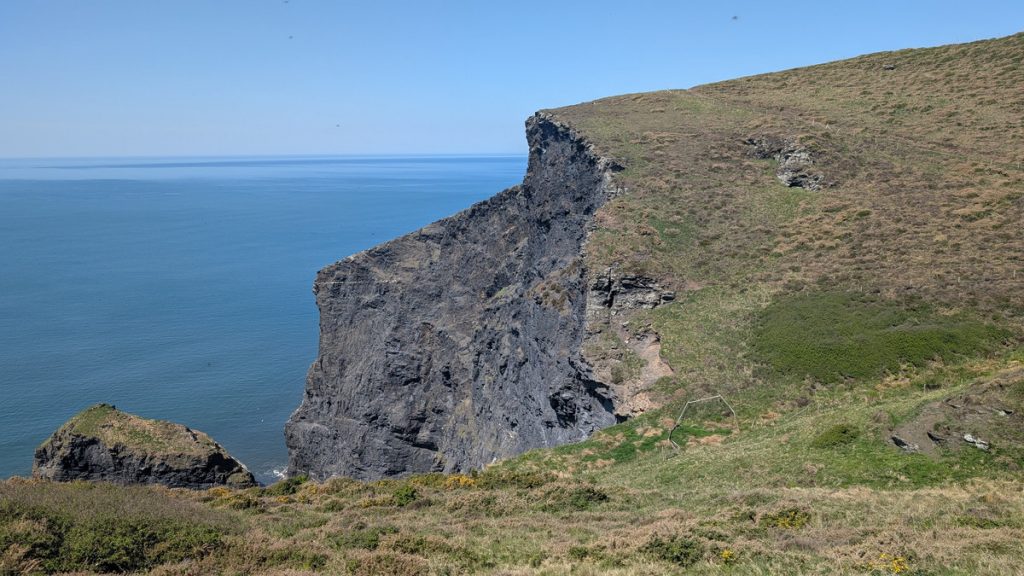 The cliffs at Buckator with Gull Rock below