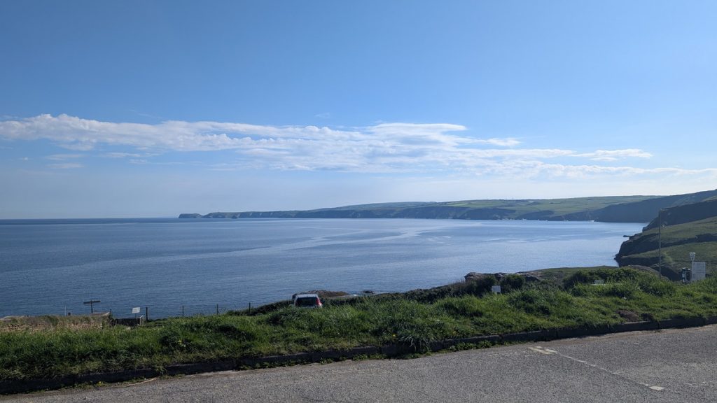 The view over Port Isaac Bay toward Tintagel Castle and our day's walk