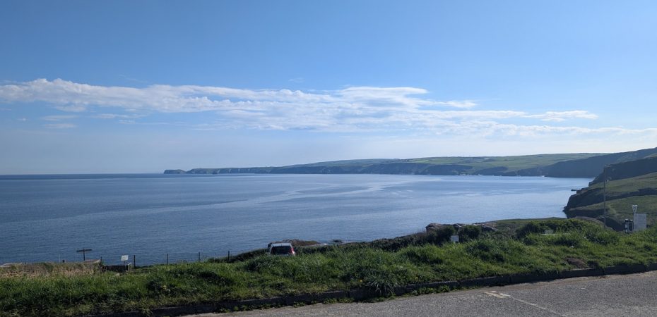 The view over Port Isaac Bay toward Tintagel Castle and our day's walk