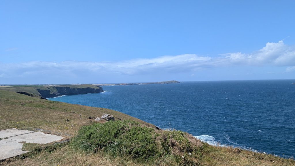 Looking along the coast with its sandy bays and Trevose Head  in the distance