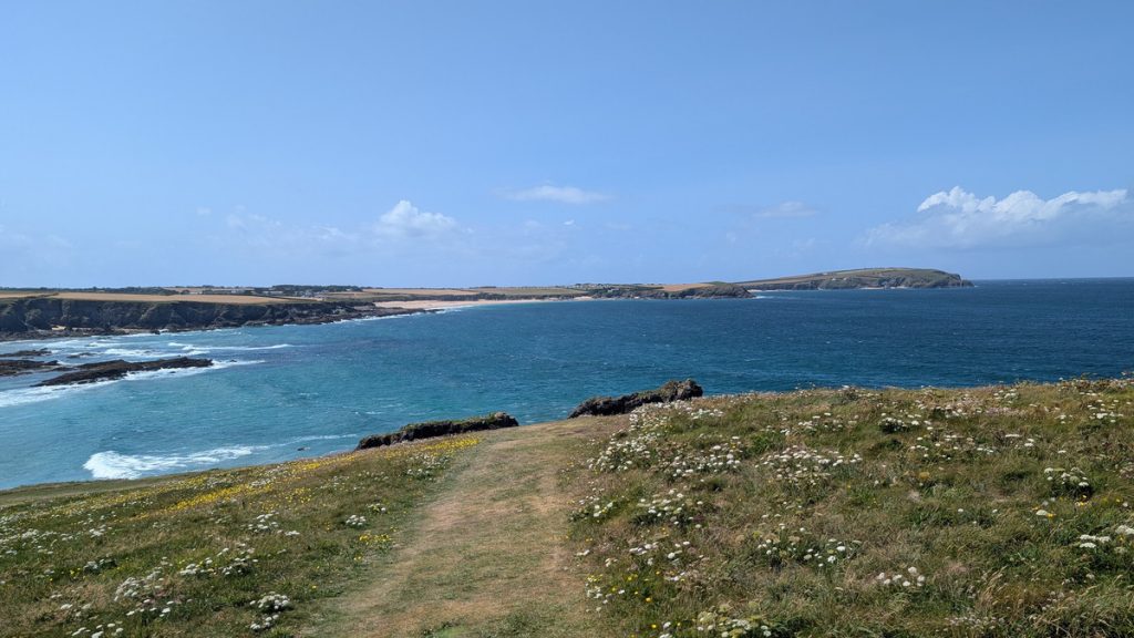 Looking towards Trevose Head across three of the sandy bays