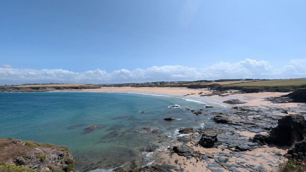 Looking back along Harlyn Bay