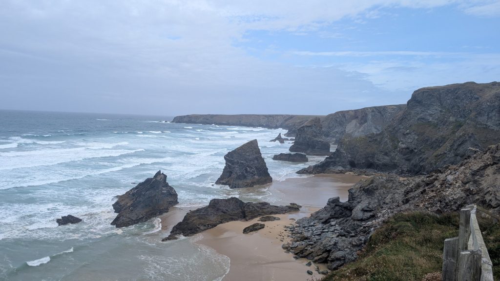 Bedruthan Steps from the South