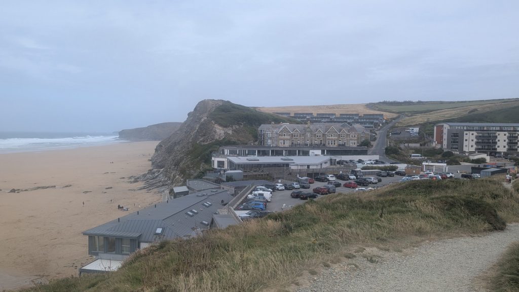 Climbing away from Watergate Bay