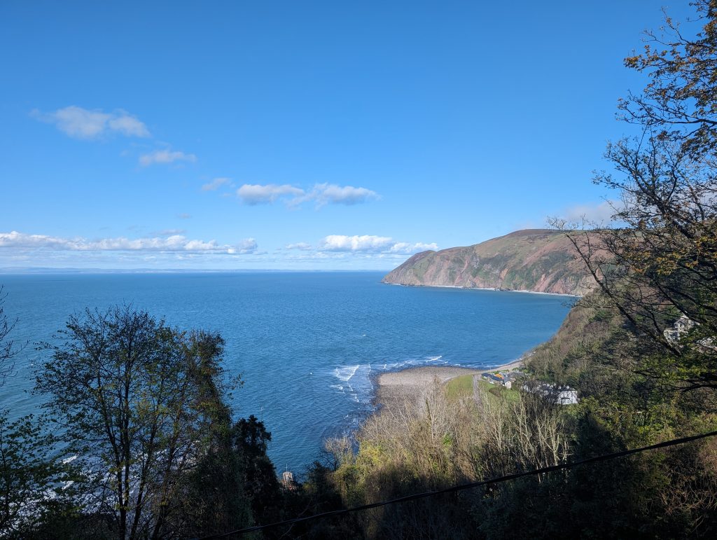 Looking back at Foreland Point, which is now enjoying pleasant weather