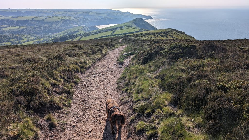 Starting the descent from The Great Hangman towards The Little Hangman