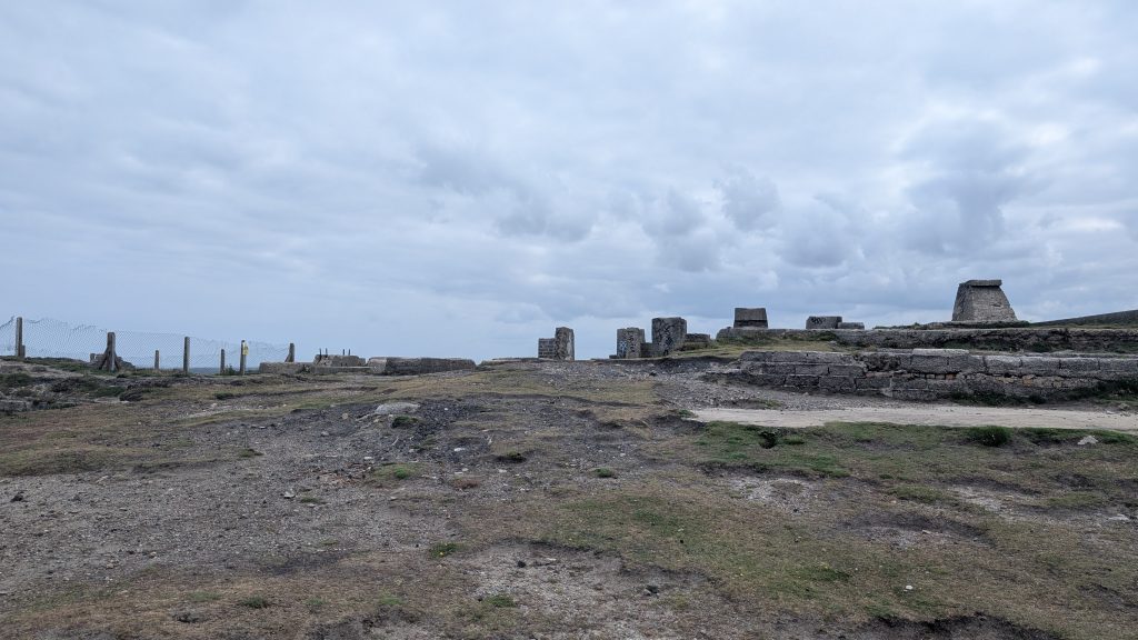 Concrete foundations for the ore processing machinery at Cligga Head Mine