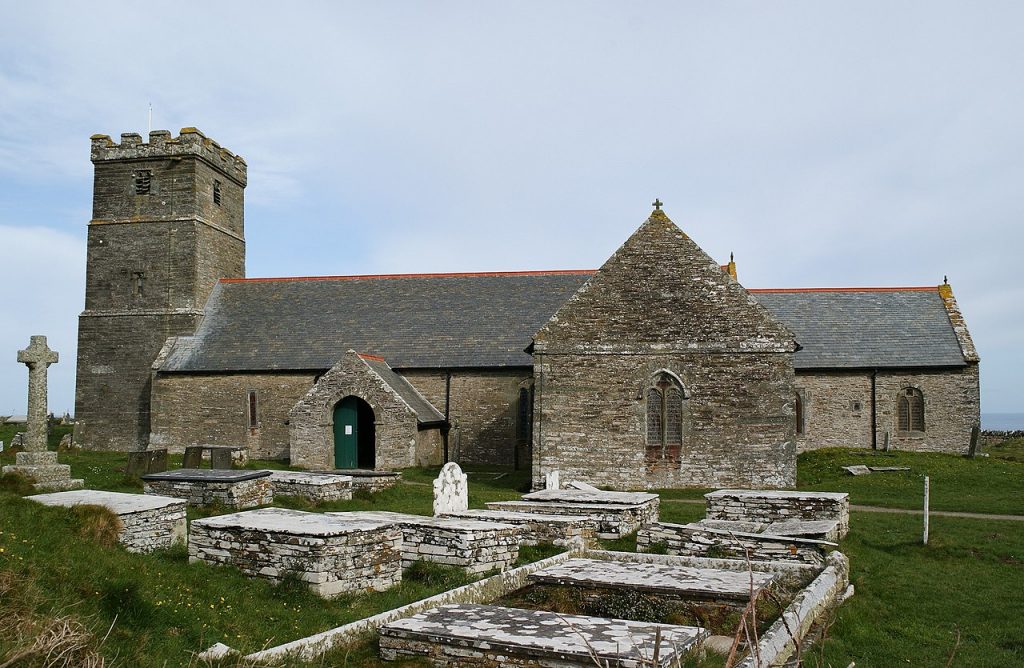 The parish church of St Materiana's in Tintagel, Cornwall, UK. The church is a grade 1 listed building and may have been started in the 11th or early 12th century. Herbythyme